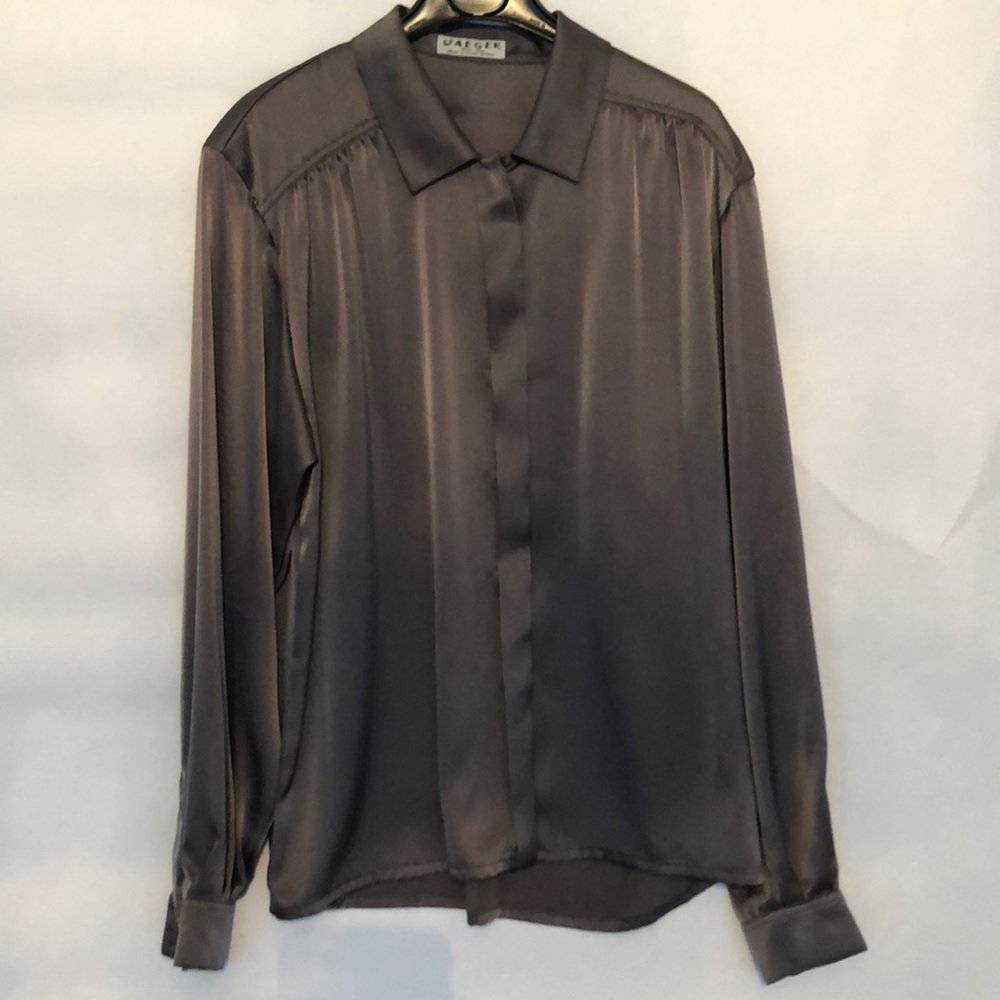 Charcoal gray silk blouse